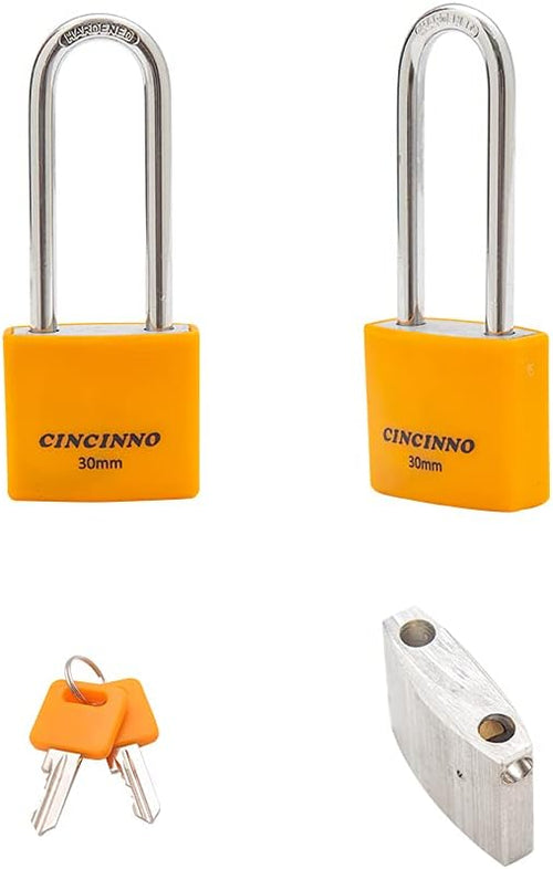 1-3/16 in. Small Aluminum Key Lock，Keyed Alike Padlocks with Long Shackle for School Gym Locker, Toolbox,12 Pack
