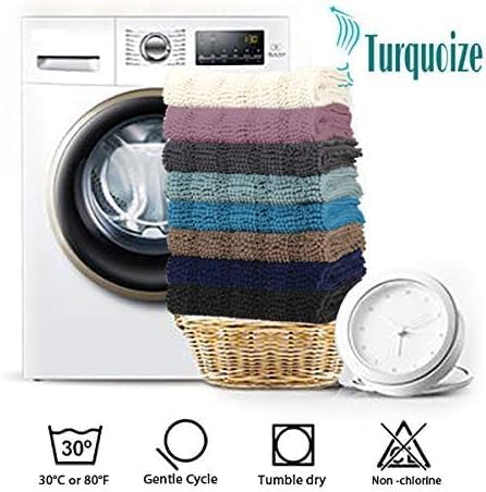 Turquoize Luxurious Shaggy Chenille Kitchen/Bath Mat Non-Slip Mat Taupe Brown Chenille Rug Striped Mat Water Absorbent Bath Rug Runner for Floor, Taupe Brown, Size 59 x 20 Inches