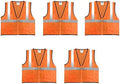 Economy High Visibility All Mesh Vest, Orange, Medium, 5 PacK