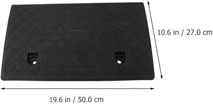 Rubber Threshold Ramp Mat 50X27X11Cm Black Portable Slope Ramp Cushion for Wheelchair Access and Home Steps for Mobility Assistance