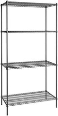 24" x 48" NSF Black Epoxy 4-Shelf Kit with 96" Posts, Heavy Duty Storage Shelving, Wire Shelving Kit, NSF Commercial Storage Rack Unit