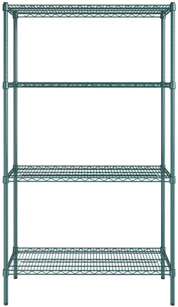 18" x 48" NSF Green Epoxy 4-Shelf Kit with 74" Posts, Heavy Duty Storage Shelving, Wire Shelving Kit, NSF Commercial Storage Rack Unit