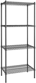18" x 36" NSF Black Epoxy 4-Shelf Kit with 74" Posts, Heavy Duty Storage Shelving, Wire Shelving Kit, NSF Commercial Storage Rack Unit