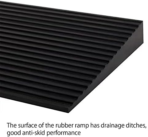 0.8'' Rise Solid Rubber Wheelchair Ramp,Threshold Ramp Used for Thresholds,Doorways and Bathroom (High:0.8 Inch(Pack of 1)) Black