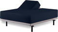 Half Split King Fitted Sheet for Adjustable Beds - 34 Inch Top Split, 600 Thread Count 100% Cotton, Navy Blue Solid