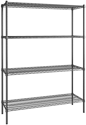 18" x 60" NSF Black Epoxy 4-Shelf Kit with 74" Posts, Heavy Duty Storage Shelving, Wire Shelving Kit, NSF Commercial Storage Rack Unit
