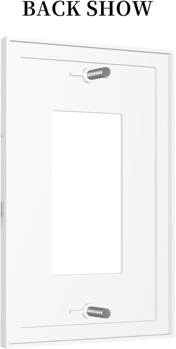 White Marble Abstract Luxurious Print Decorative Outlet Covers 1 Gang Single Rocker Light Switch Cover Plate Wall Plates GFCI Faceplate for Bathroom Kitchen Home Decor