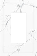 Luxurious White Marble Abstract Print Decorative Outlet Covers 1 Gang Single Rocker Light Switch Cover Plate Wall Plates GFCI Faceplate for Bathroom Kitchen Bedroom Decor