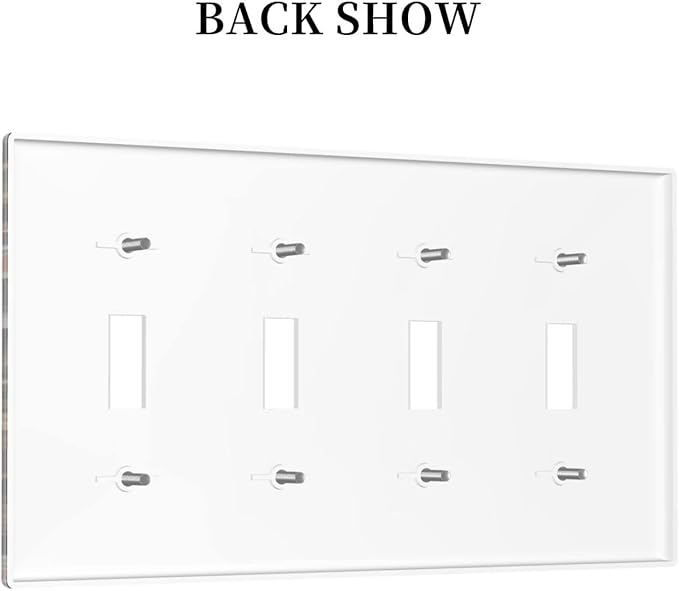 Funky Retro Vintage 70s 60s Boho Hippie Mushroom Quad Toggle Light Switch Covers Decorative 4 Gang Wall Plate Bohemian Floral Leaf 4 Hole Electrical Device Switchplates Faceplate for Bathroom