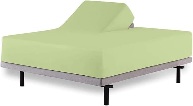 Top Split King Fitted Sheet Only for Adjustable beds, Split Down 32 inches from The Top, 600 Thread Count 100% Cotton Half Split Flex Head Fitted Sheet for Sleep Number Beds, Sage