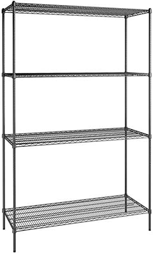 24" x 60" NSF Black Epoxy 4-Shelf Kit with 96" Posts, Heavy Duty Storage Shelving, Wire Shelving Kit, NSF Commercial Storage Rack Unit