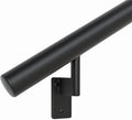 Promenaid 15ft Flush Handrail Kit - Satin Black - Complete Indoor/Outdoor Handrail for Stairs - 1.6" Round Anodized Aluminum Railing with 5 Satin Black Painted Pivoting Wall Brackets & Flush Endcaps