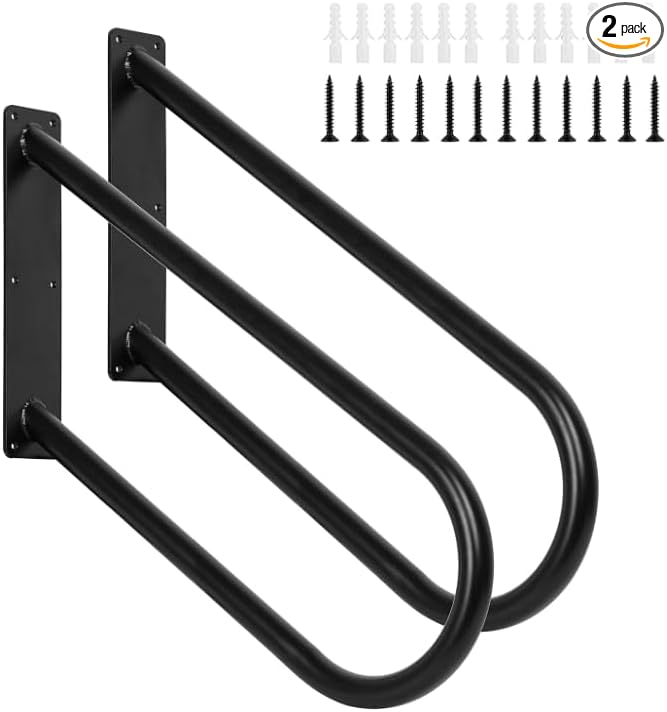 2 Pack Handrails for Outdoor Step Black Safe Grab Bar Railing U Shaped Pipe Metal Handrail Hand Railing Stair Indoor or Outdoor Stair Wall-Mount Used Walls for Garage Porch Patio Garden Entrance