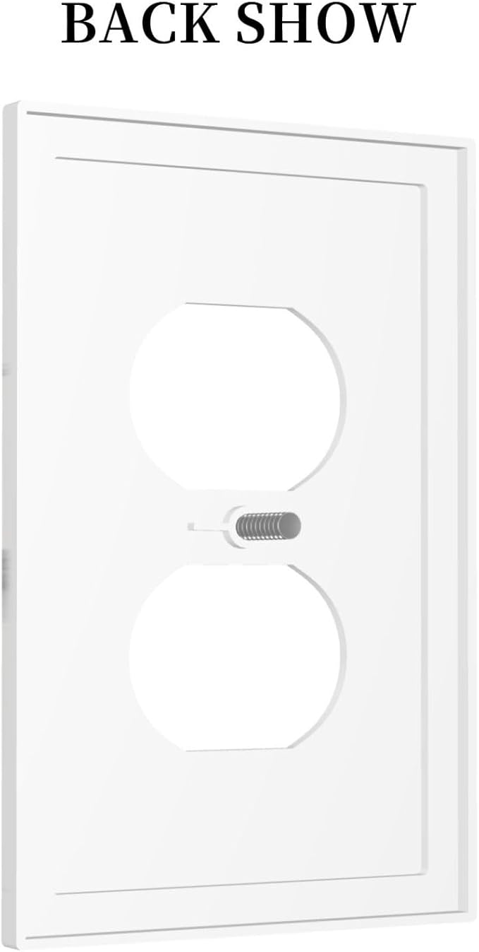 White Marble Abstract Luxurious Print Outlet Covers 1 Gang Duplex Light Switch Cover Decorative Switch Plates Electrical Receptacle Faceplate Wall Plate for Bathroom Kitchen Home Decor