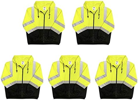 Lightweight High Visibility Hooded Jacket, 5 Pack, X-Large