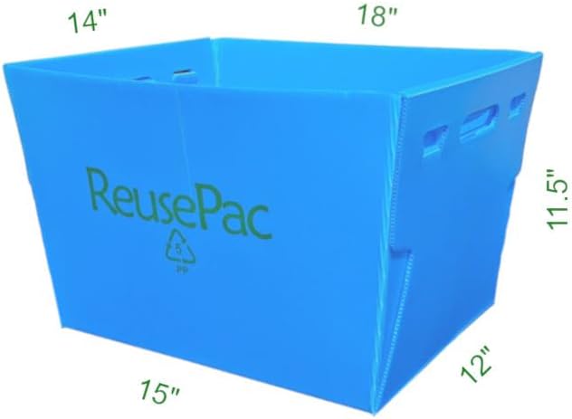 Postal Mail Tote Nestable Box, Storage Bin Container, Laundry Basket for Home and Business, Corrugated Plastic, Lightweight, Heavy Duty, Foldable,10 Gal (Sky Blue 6 Pack)