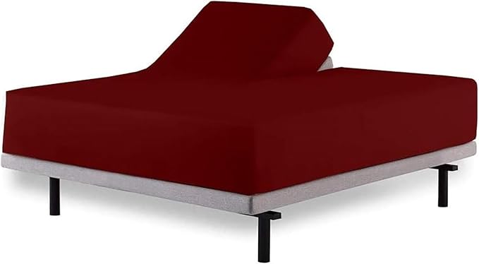 Top Split Queen Fitted Sheet Only for Adjustable beds, Split Down 32 inches from The Top, 600 Thread Count 100% Cotton Half Split Flex Head Fitted Sheet for Sleep Number Beds, Burgundy