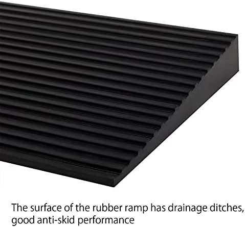 1.6'' Rise Solid Rubber Wheelchair Ramp,Threshold Ramp Used for Thresholds,Doorways and Bathroom(High:1.6 Inch(Pack of 1)) Black