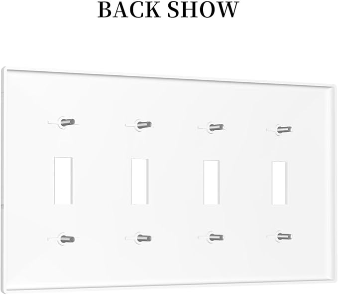 Luxurious White Marble Abstract Print Light Switch Covers Quad Toggle Electrical Faceplate 4 Gang Wall Plate Decorative Switch Plates Cover for Bathroom Kitchen Bedroom Decor