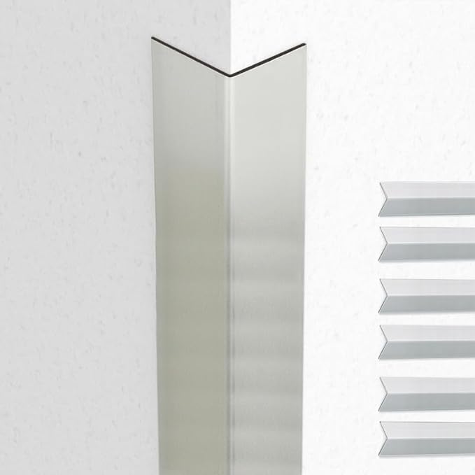 Proflex Wall Corner Protector - Brushed Aluminum 1-1/2 inch x 36 inch - Pack of 6 - Self Adhesive Corner Guards for Walls Edge Protection – Easy to Apply – No Tools Needed
