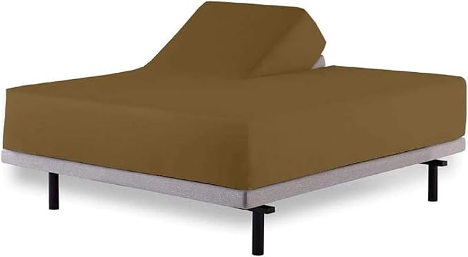Top Split Queen Fitted Sheet Only for Adjustable beds, Split Down 39 inches from The Top, 600 Thread Count 100% Cotton Half Split Flex Head Fitted Sheet for Sleep Number Beds, Taupe