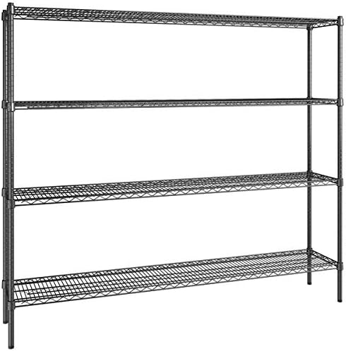 14" x 72" NSF Black Epoxy 4-Shelf Kit with 64" Posts, Heavy Duty Storage Shelving, Wire Shelving Kit, NSF Commercial Storage Rack Unit