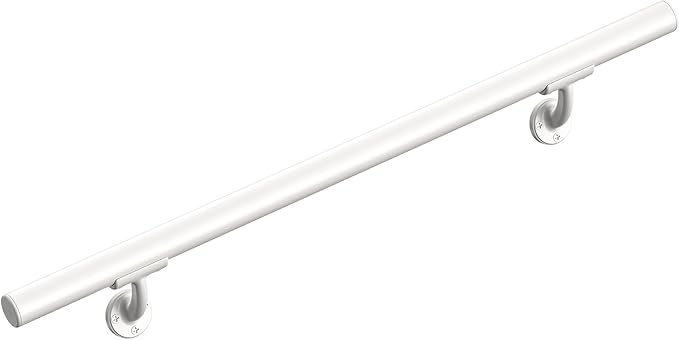 Meranti Aluminum Handrail for Indoor or Outdoor Steps and Stairs – Hand Rails for Elderly – DIY Complete Stair Railing Kit (AHR, Glossy White, 10' Length)
