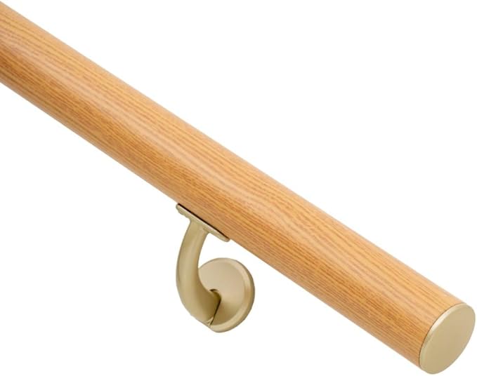 5FT Modern Aluminum Handrail Set, handrails for Indoor Stairs,Deck,Slope, Wall Mounted Staircase handrails, Zink Alloy Brackets Included,Rust Free. (Cherry Wood Grain, 5 FT)