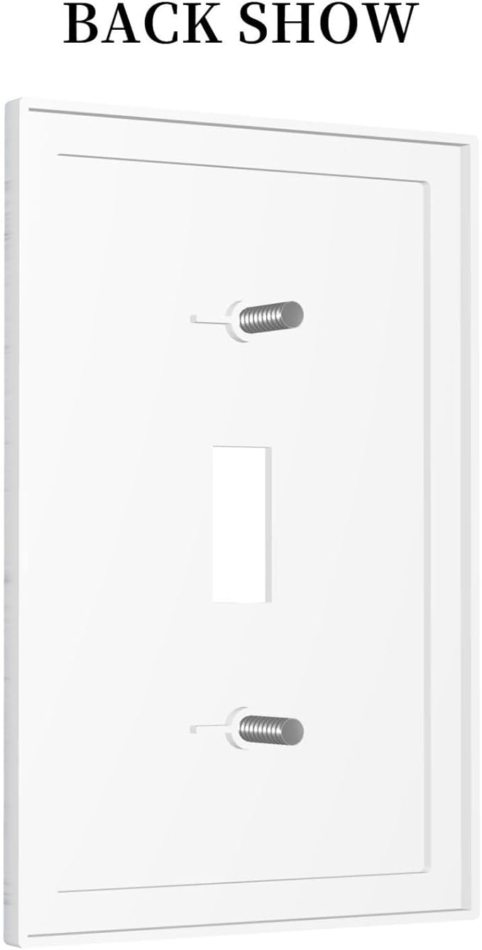 Decorative Light Switch Cover Vintage Grey White Wood Grain 1 Gang Single Toggle Device Electrical Faceplate Switchplates Decorator Outlet Wall Plate for Farmhouse Bathroom Decor
