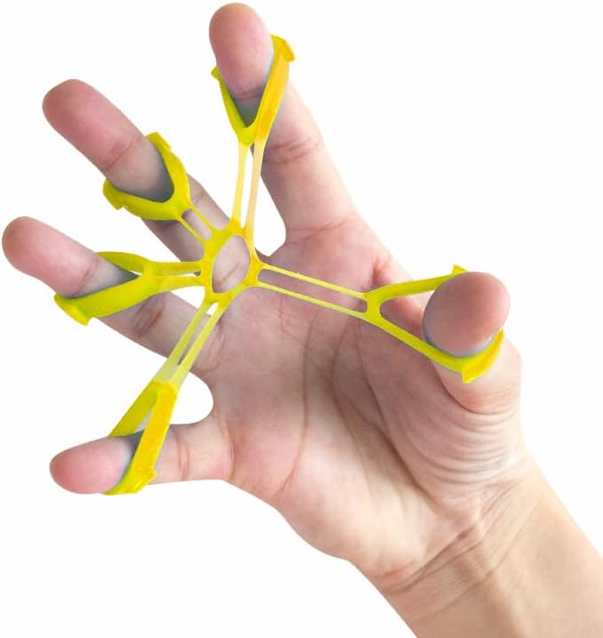 Hand Exerciser Ball and Finger Stretcher, Hand Grip Strengthener Trainer, Squeeze Balls, Wrist Pain Relief (Yellow)