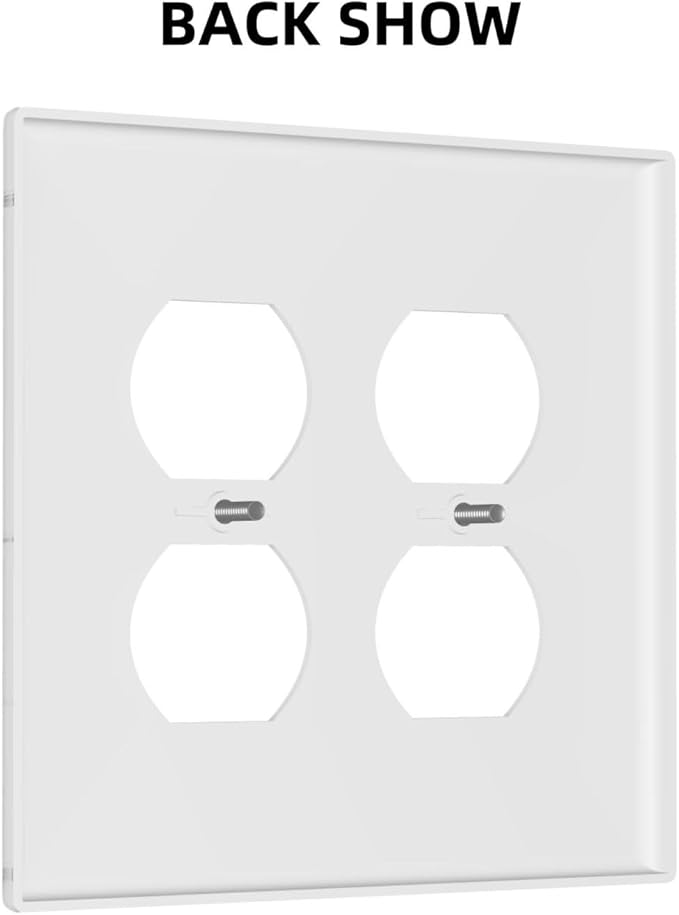 Luxurious White Marble Abstract Print Outlet Covers 2 Gang Double Duplex Decorative Light Switch Covers Electrical Wallplates Socket Faceplate for Bathroom Kitchen Bedroom Decor