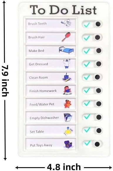 Chore Chart for Adults to do List My Chores Checklist Task Board Sliding Routine Chart for Kids, Memo Boards Slider Schedule DIY Detachable Daily Checklist Planning Table (1Pcs White to Do List)
