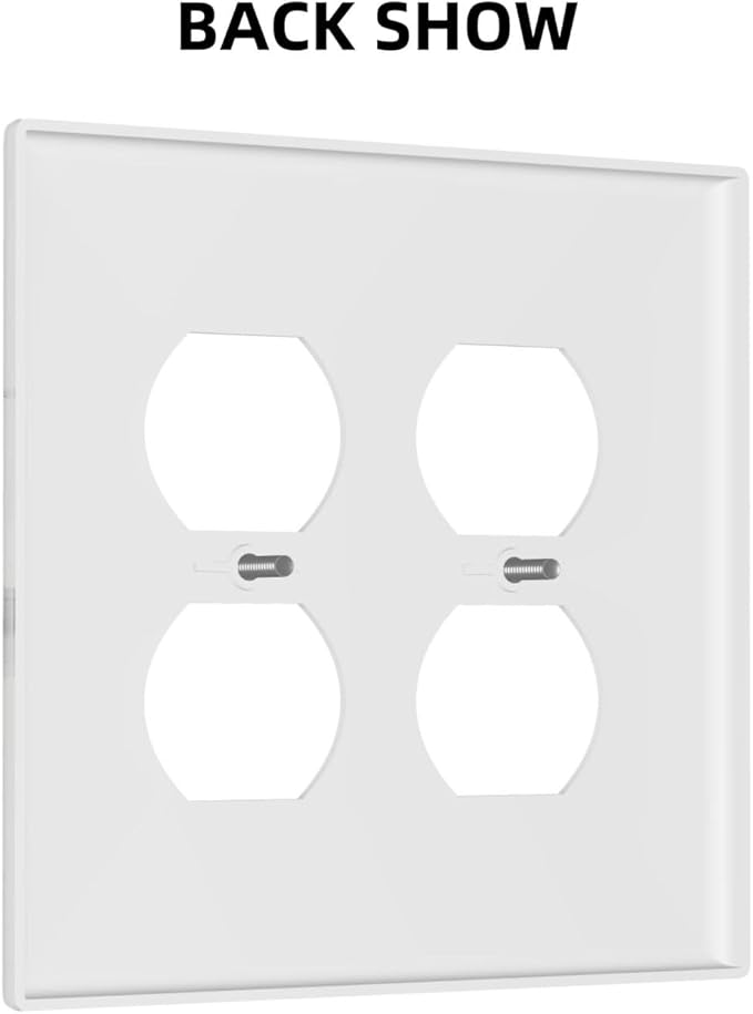 White Marble Abstract Luxurious Print Outlet Covers 2 Gang Double Duplex Decorative Light Switch Covers Electrical Wallplates Socket Faceplate for Bathroom Kitchen Home Decor