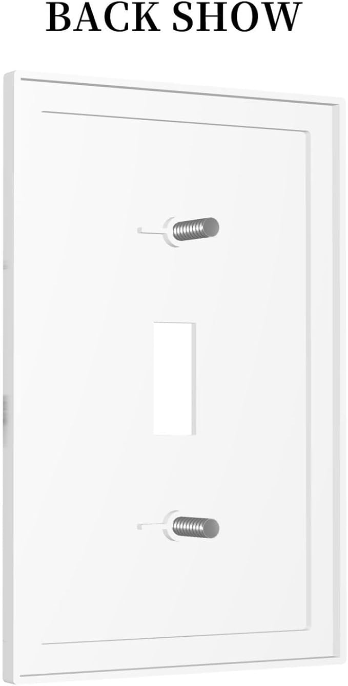 White Marble Abstract Luxurious Print Decorative Light Switch Cover 1 Gang Single Toggle Device Electrical Faceplate Switchplates Decorator Outlet Wall Plate for Bathroom Kitchen Home Decor