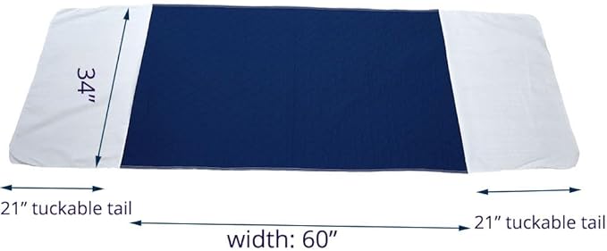 Pack of 2 Cotton Top-Layer Reusable Tuckable Underpads 34"X60" Incontinence Bed Pads Washable 21" Wings