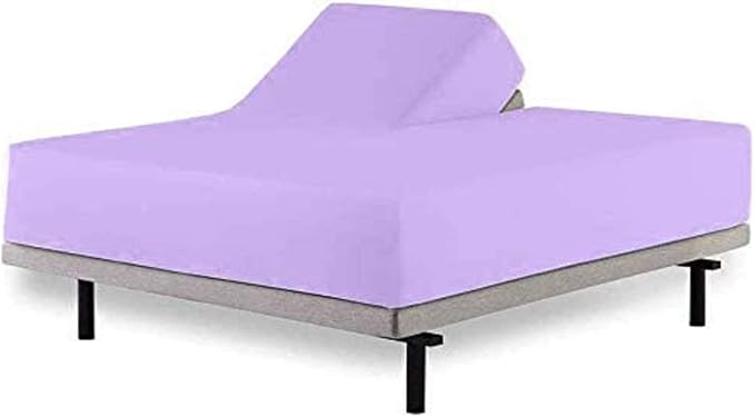 Top Split Queen Fitted Sheet Only for Adjustable beds, Split Down 39 inches from The Top, 600 Thread Count 100% Cotton Half Split Flex Head Fitted Sheet for Sleep Number Beds, Lavender