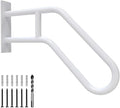 Handrails for Outdoor Steps Wall Mount, Railings for 1-3 Steps, U-Shaped Handrail with Powder Coated Finish, Stair Handrails for Garage, Porch, Yard and Garden (26" Length, 1.25" Pipe, White)