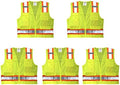 Premium High Visibility Surveyor Vest Solid Front Mesh Back, 5 Pack, X-Large