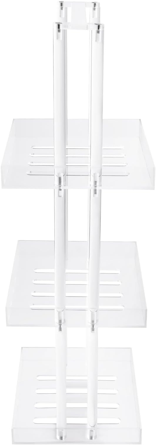 Standing Corner Shower Caddy, 3 Tier Acrylic Shower Shelves Minimalist Shower Organizer for Bathroom Small Space 11'' L X 10'' W X 34.6'' H