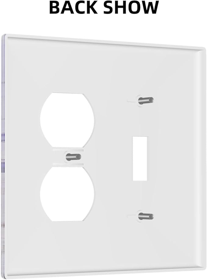 Decorative Light Switch Cover Plate Purple Flower Modern Floral 2 Gang Outlet Covers 1 Toggle 1 Duplex Wall Plate Decorate Electrical Switch Plate Covers for Bedroom Kitchen Decor