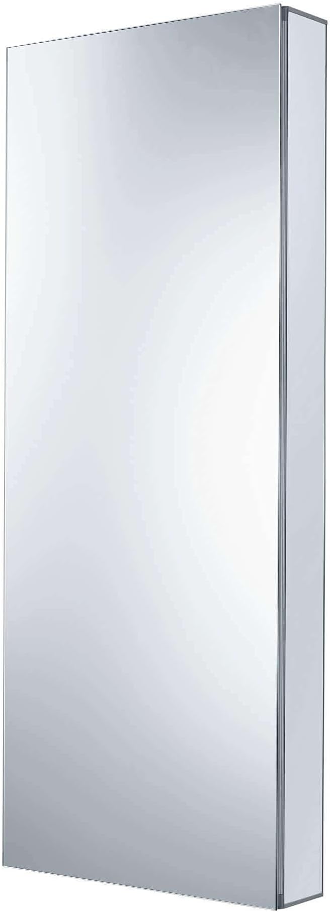 Fine Fixtures Bathroom Medicine Cabinet, Aluminum, Recessed/Surface Mount, 15" x 40", Right/Left Hinged, Mirrored Interior
