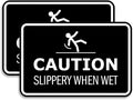 Signs ByLITA Classic Framed Caution: Slippery When Wet Door or Wall Sign Easy Installation | Health And Safety | Building And Warning Sign (Black) - Small 2 Pack