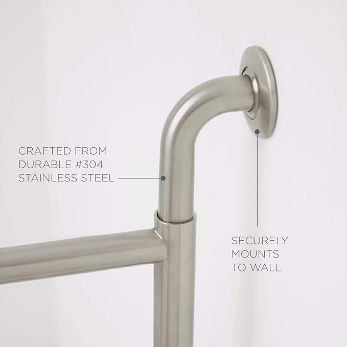 Seachrome Bathroom Grab Bar, Wall to Wall Stainless Steel Swing Away Grab Bar, 1 1/4-Inch Diameter, Handicap Grab Bar, Safety Rail, Polished Stainless (Model: GW-4236-Q-PS)