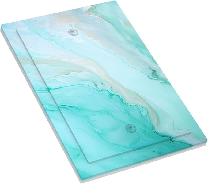 Teal Gold Marbling Turquoise Print Light Switch Cover Plate 1 Gang No Device Blank Electrical Wall Plates Faceplate Decorative Switch Plate Covers for Bathroom Living Room Home Decor