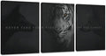 Unbruvo Tiger Motivational Wall Art - 3 Piece Canvas Prints for Office, Inspirational Leadership Quotes, Black Tiger Picture Wall Decor for Living Room, Bedroom(60''Wx28''H)