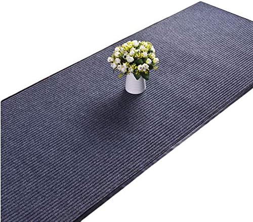 ITINA Door Mat About W4' x L8' Large Outdoor Indoor Mat Waterproof Rubber Back Rugs for Home Office Business Areas Grey-Black