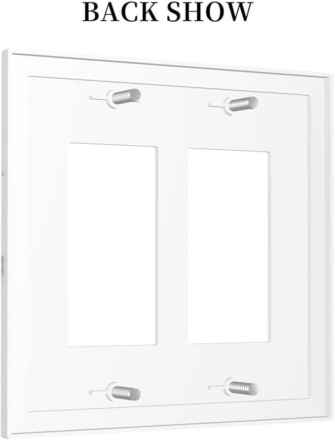 White Marble Abstract Luxurious Print Decorative Outlet Covers 2 Gang Double GFCI Rocker Electrical Wall Panels Light Switch Cover Plate for Bathroom Kitchen Home Decor