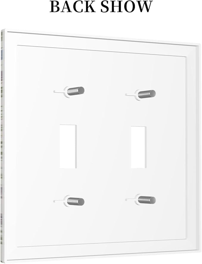 Floral Vintage Garden Plants Herbs Flowers Botanical Double Toggle Light Switch Covers Decorative Mustard Green 2 Gang Wall Plate Dual Device Electrical Switchplate Dimmer Faceplate Decor