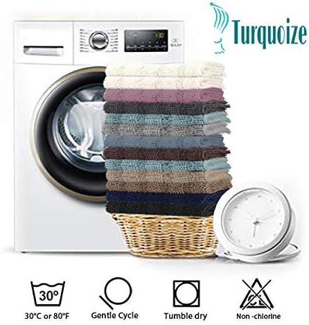 Turquoize Luxury Chenille Bath Rug for Bathroom Rugs Extra Absorbent Bath Mat Non Slip Microfiber Shower Rug for Bathroom Microfiber Shaggy Carpet Rug Size, 17"x 24", Aqua Haze