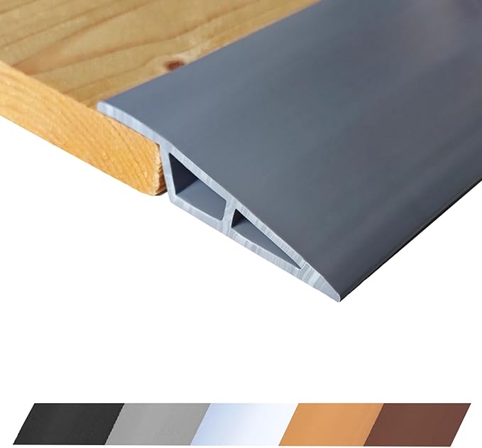 1/2" to 3/5" Height Threshold Ramp - Rubber Threshold, Floor Transition Strip, Wheelchair Ramp, Door Strip, Carpet to Tile Strip (Gray, 80 inches)